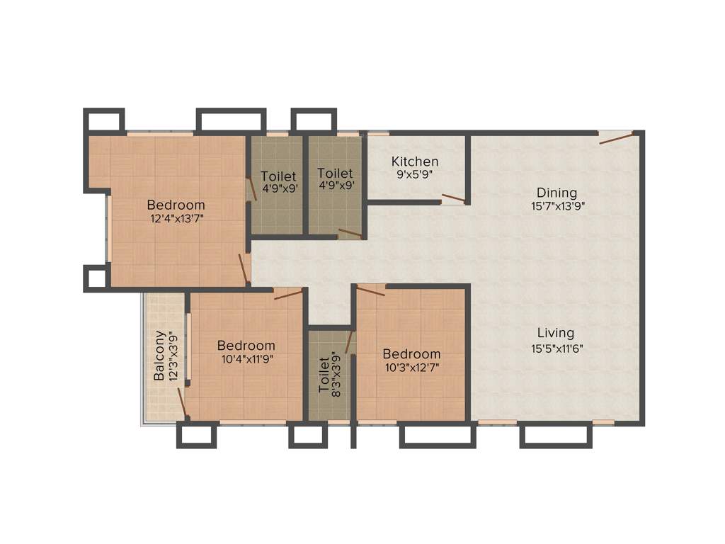 Ecoprime Edifice (3BHK+3T (2,055 sq ft) 2055 sq ft)