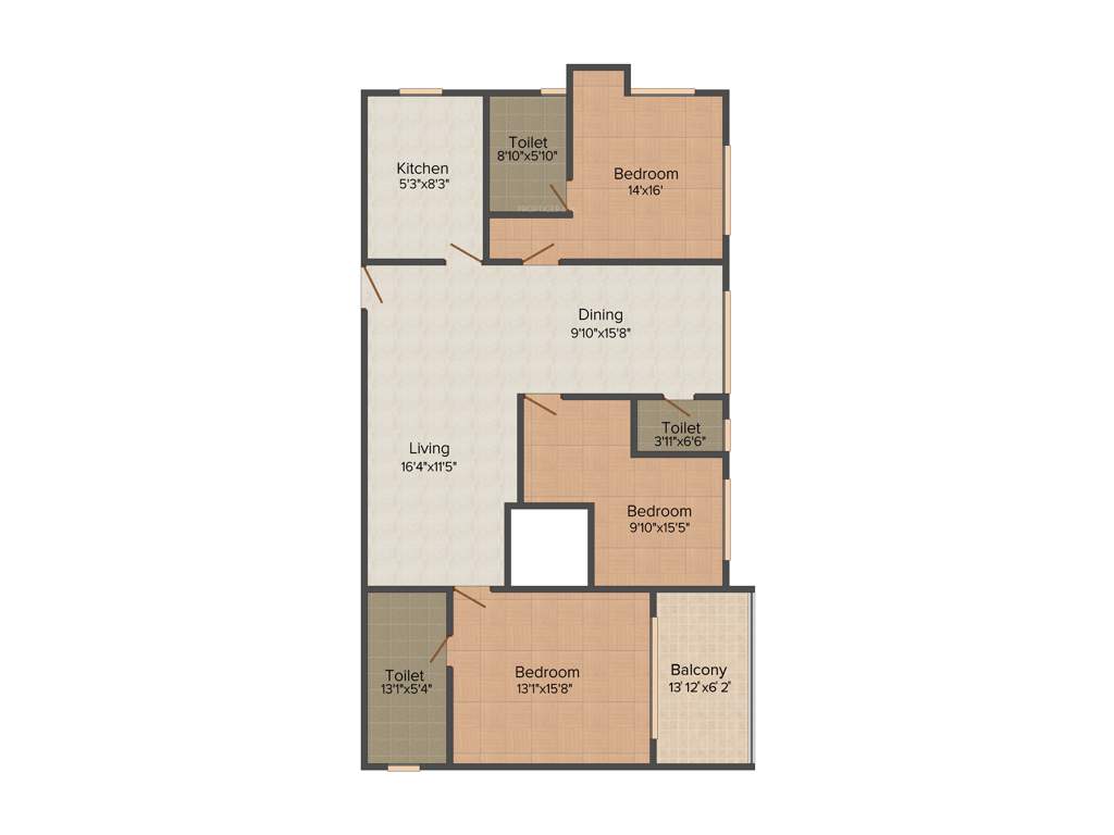 Ecoprime Edifice (3BHK+3T (2,112 sq ft) 2112 sq ft)