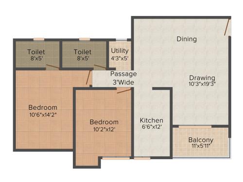 Ashiana Umang (2BHK+2T (1,175 sq ft) 1175 sq ft)
