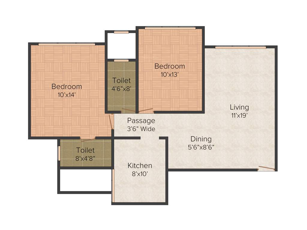 Pride Park Royale (2BHK+2T (1,170 sq ft) 1170 sq ft)