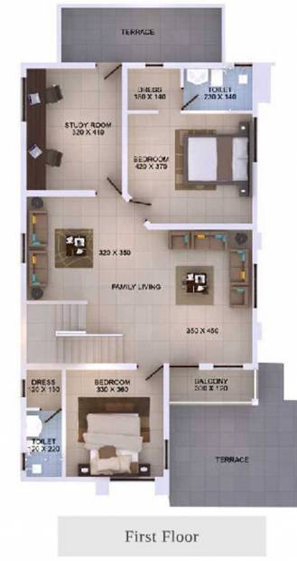 Flair Waterface (4BHK+5T (2,563 sq ft) + Study Room 2563 sq ft)