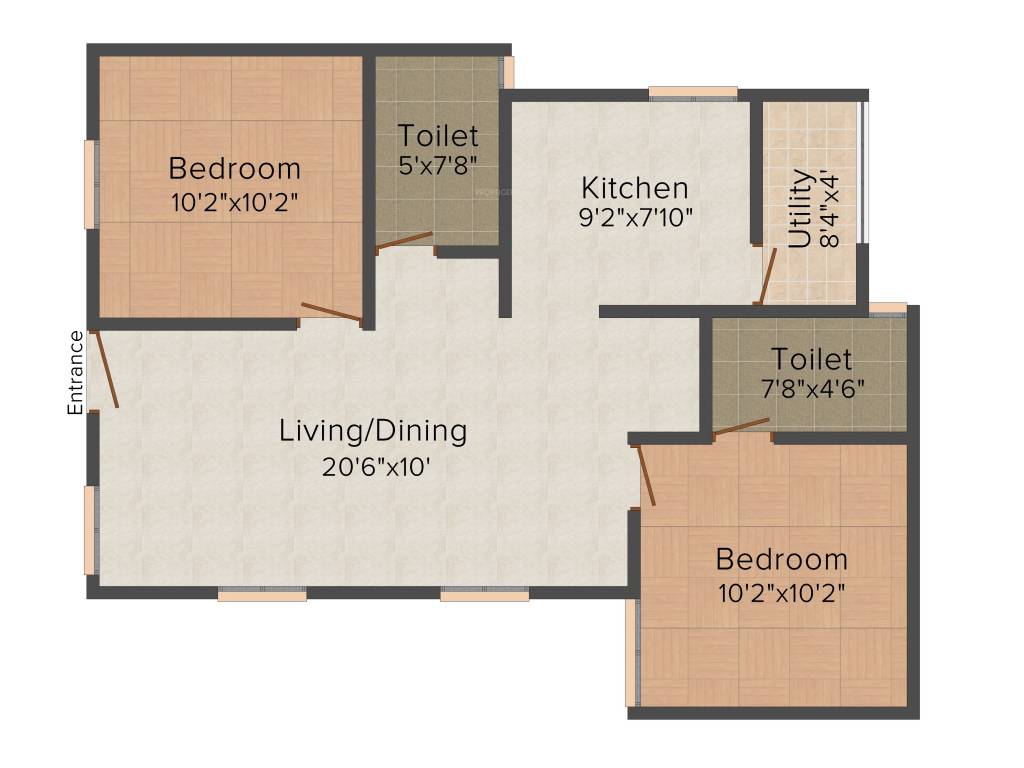 Confident Jade (2BHK+2T (870 sq ft) 870 sq ft)