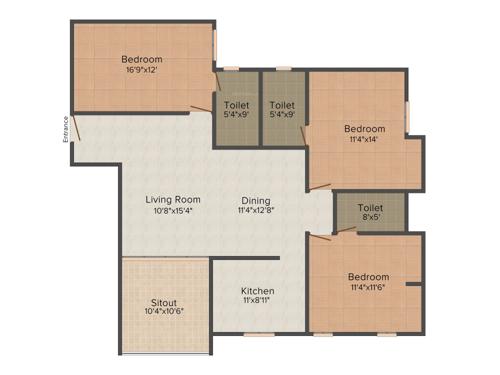 Casagrand Amber (3BHK+3T (1,673 sq ft) 1673 sq ft)