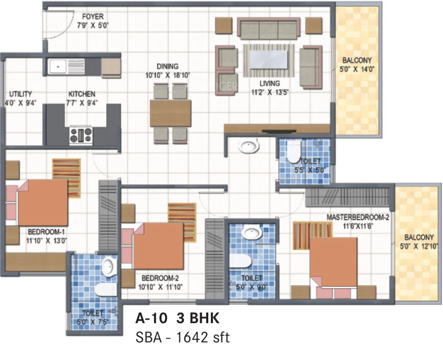 Century Saras (3BHK+3T (1,642 sq ft) 1642 sq ft)