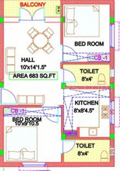 Keerthi Promoters Lingas (2BHK+2T (683 sq ft) 683 sq ft)