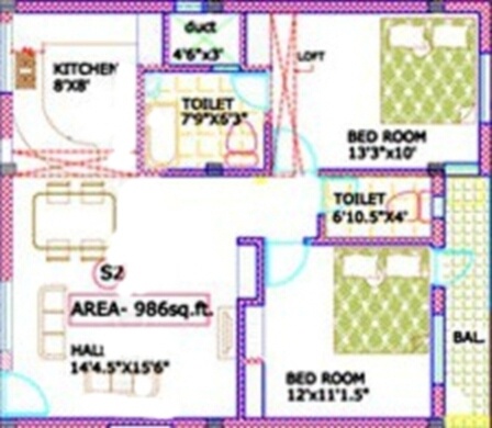 Keerthi Promoters Lingas (2BHK+1T (986 sq ft) 986 sq ft)