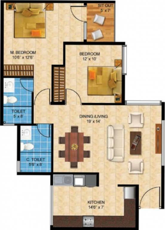 Nandi Citadel (2BHK+2T (1,030 sq ft) 1030 sq ft)