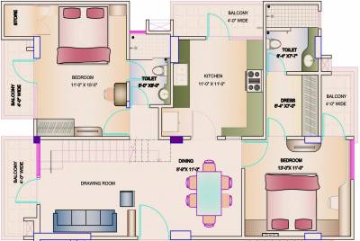 Ridhiraj Builders Residency (3BHK+3T (2,310 sq ft) 2310 sq ft)