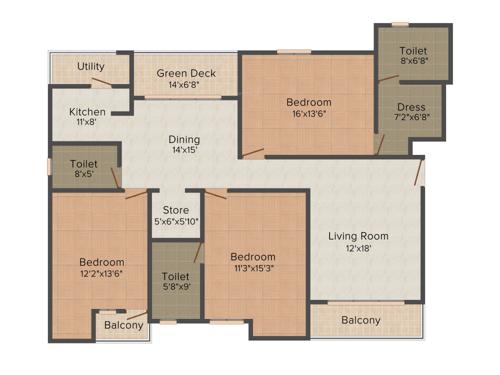 Ridhiraj Avenue (3BHK+3T (2,257 sq ft) 2257 sq ft)