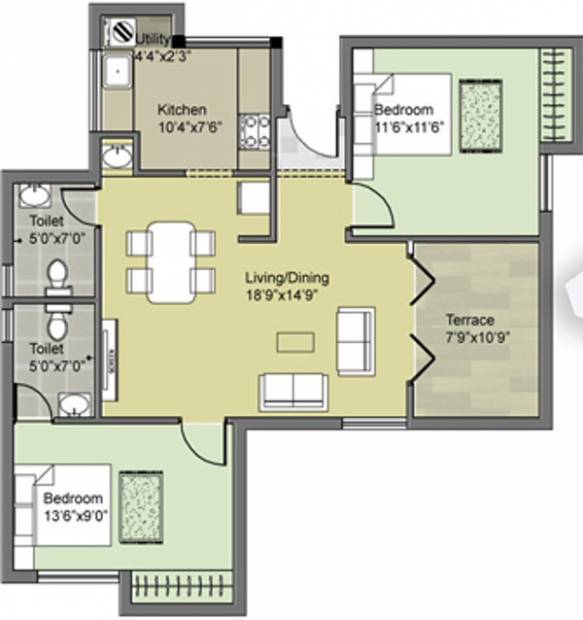 Keystone The Grove (2BHK+2T (1,052 sq ft) 1052 sq ft)