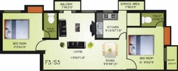 GK Aditi (2BHK+2T (1,115 sq ft) 1115 sq ft)
