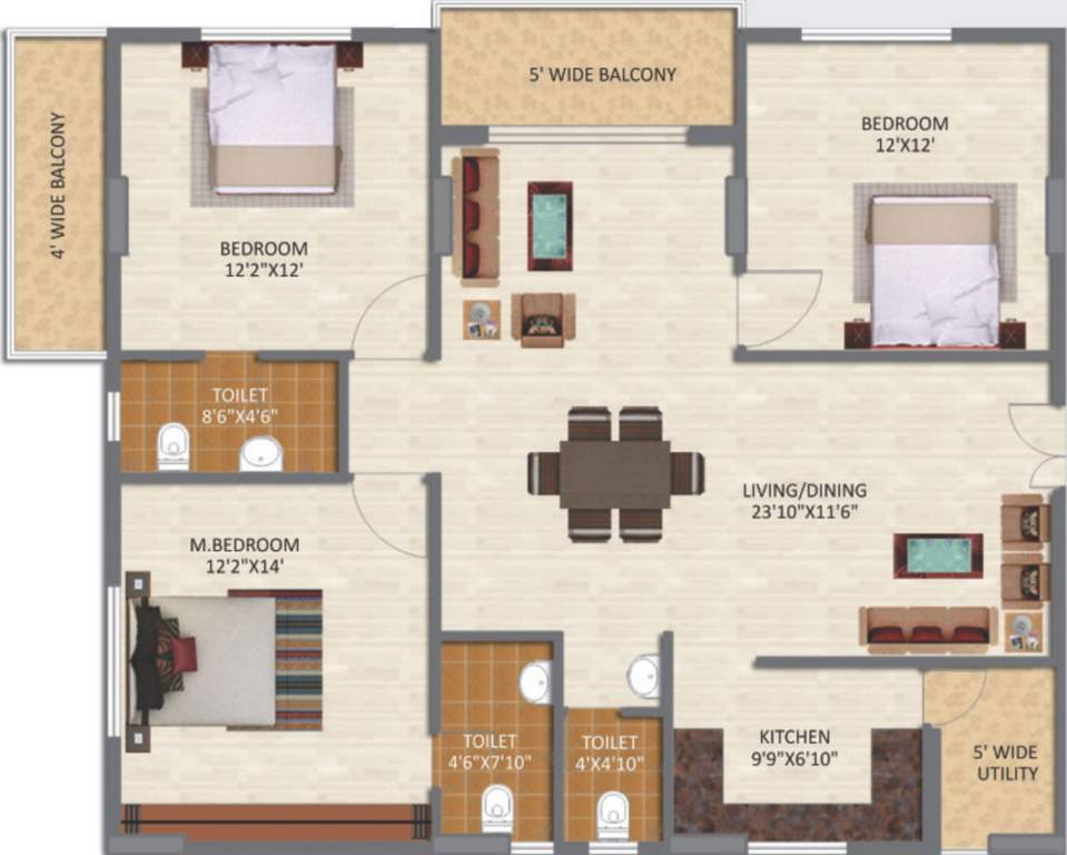 keystones AVSR Sky Court (3BHK+3T (1,806 sq ft) 1806 sq ft)
