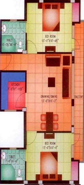 Satyam Residency (2BHK+2T (985 sq ft) 985 sq ft)