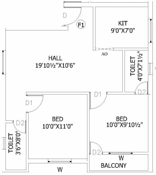 Krishna Sri Sathya Sai Nagar (2BHK+2T (858 sq ft) 858 sq ft)