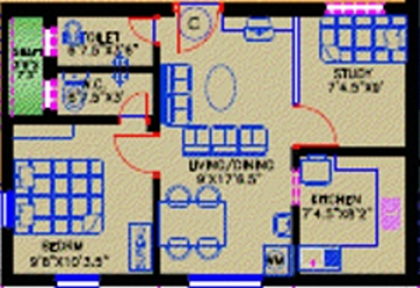  Niranjan (1BHK+2T (548 sq ft) + Study Room 548 sq ft)