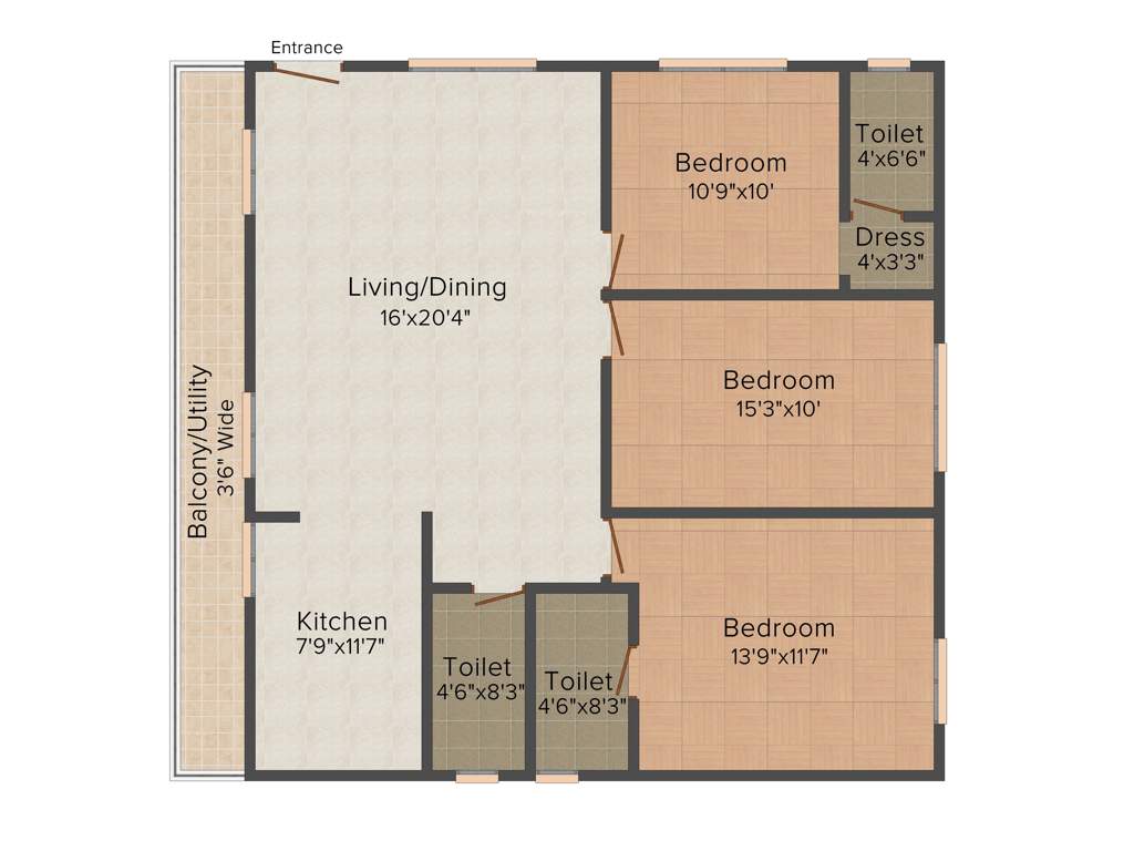 Anubhava Ishwerya Iris (3BHK+3T (1,545 sq ft) 1545 sq ft)