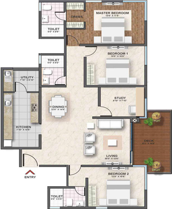 Shriram Southern Crest (3BHK+3T (1,960 sq ft) + Study Room 1960 sq ft)