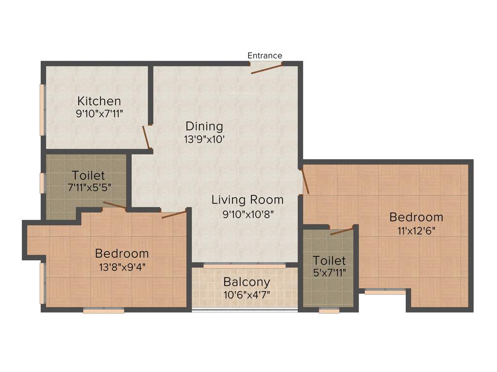 Jewel Pristine Greens (2BHK+2T (1,118 sq ft) 1118 sq ft)