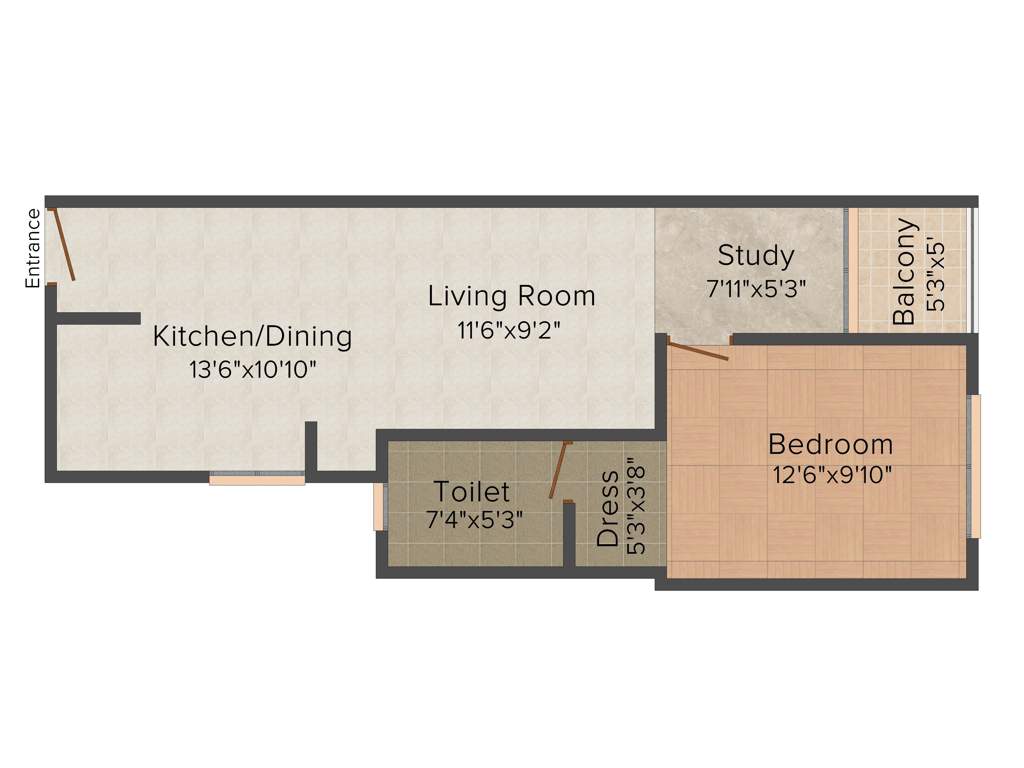 Jewel Pristine Greens (1BHK+1T (675 sq ft)   Study Room 675 sq ft)