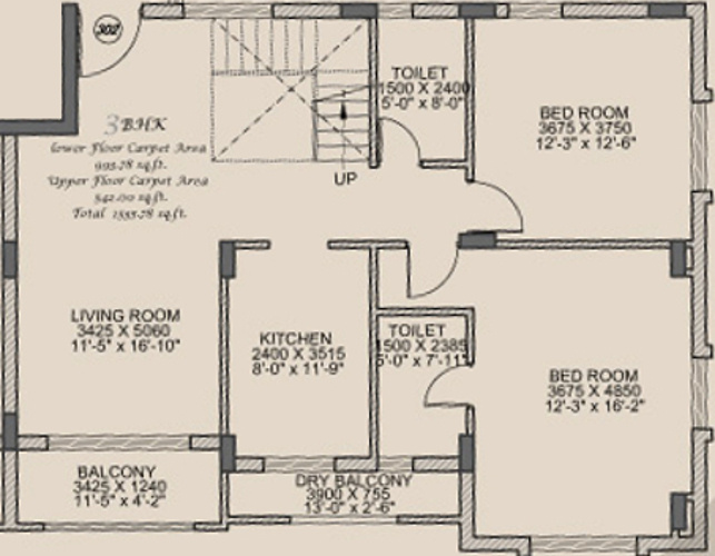 Remus Postcard Portico Apartments (3BHK+3T (2,073 sq ft) 2073 sq ft)
