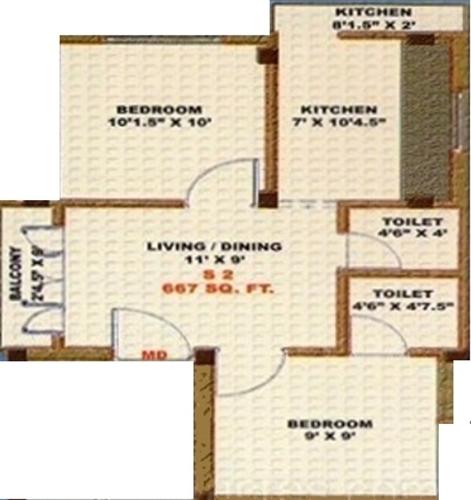 Avenue Anbiya (2BHK+2T (667 sq ft) 667 sq ft) Avenue Anbiya (2BHK+2T (667 sq ft) 667 sq ft)