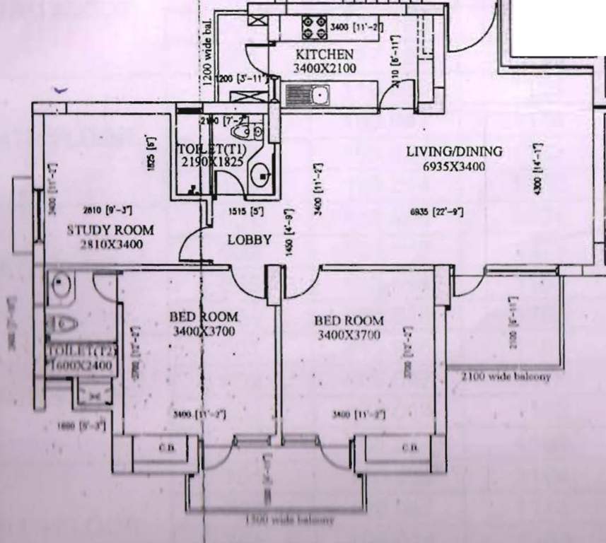 Vipul Gardens (2BHK+2T (1,437 sq ft)   Study Room 1437 sq ft)