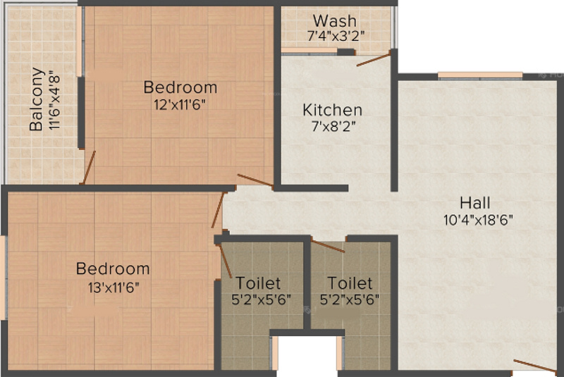 Vastu Silicon City (2BHK+3T (1,049 sq ft) 1049 sq ft)