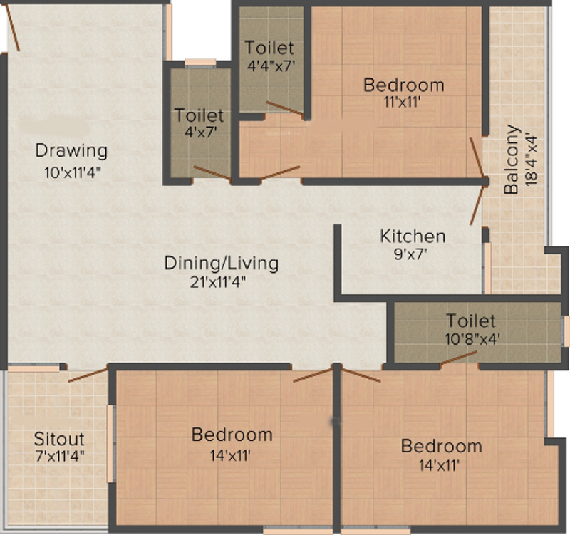Vastu Silicon City (3BHK+3T (1,614 sq ft) 1614 sq ft)