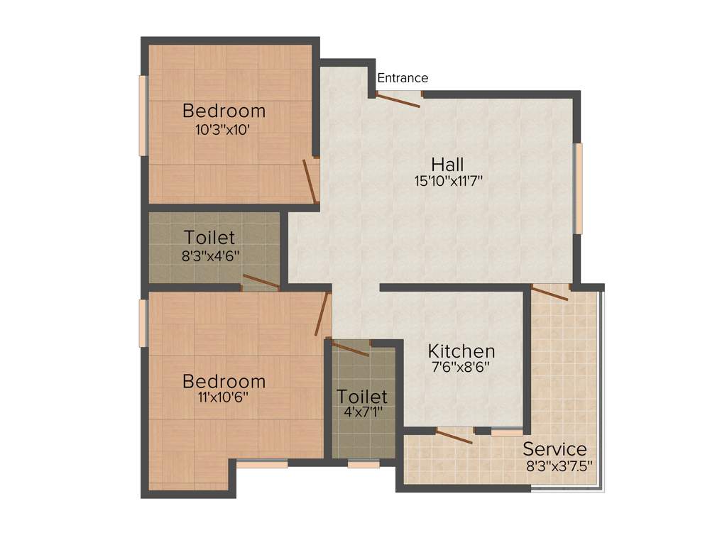 Haddy Homes Harmony 2BHK+2T (924 sq ft)