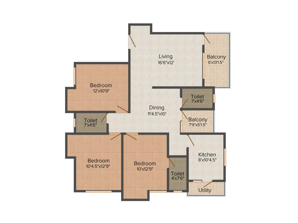 Haddy Orange (3BHK+3T (1,120 sq ft) 1120 sq ft)
