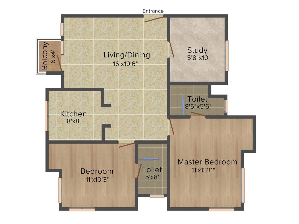 Jaypee The Kove (2BHK+2T (1,175 sq ft) Study Room 1175 sq ft) Jaypee The Kove (2BHK+2T (1,175 sq ft) Study Room 1175 sq ft)