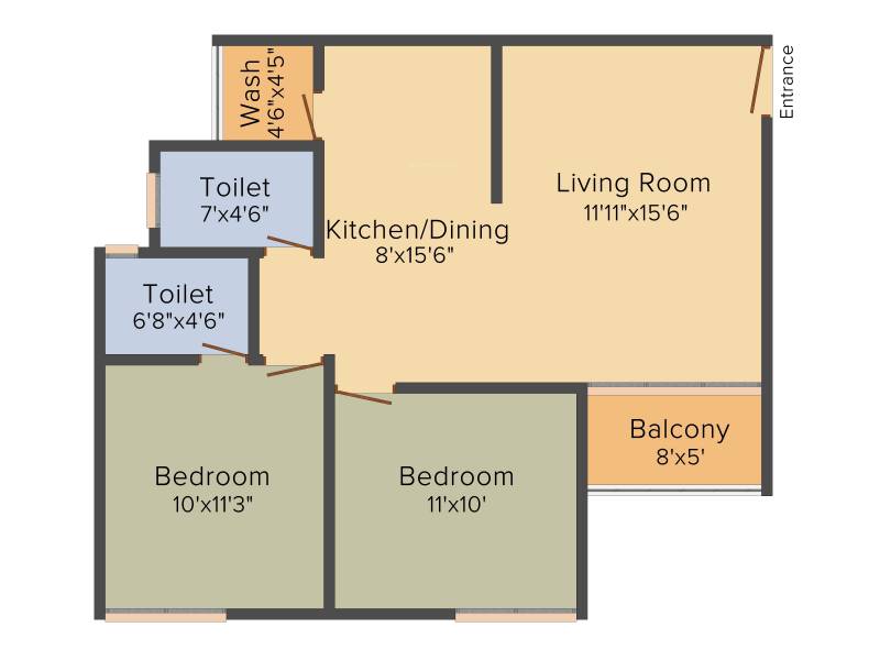 Sangani Skyz (2BHK+2T (1,102 sq ft) 1102 sq ft)