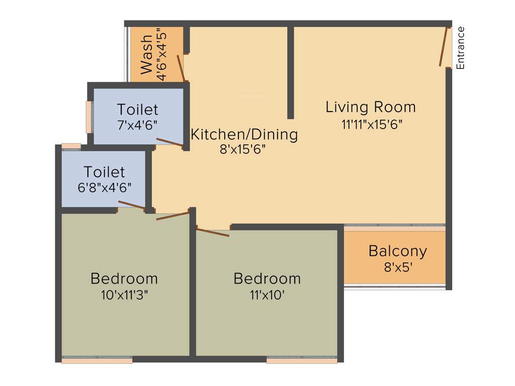 Sangani Skyz (2BHK+2T (1,102 sq ft) 1102 sq ft)