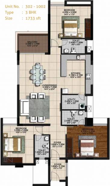 Casagrand Monte Carlo (3BHK+3T (1,733 sq ft) 1733 sq ft)