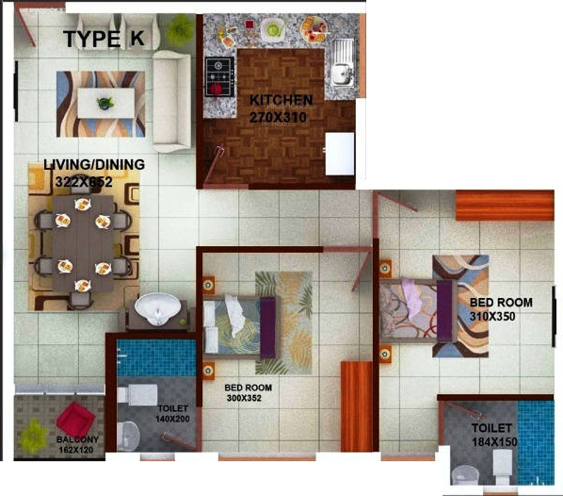 Samson Angel Woods (2BHK+2T (942 sq ft) 942 sq ft)