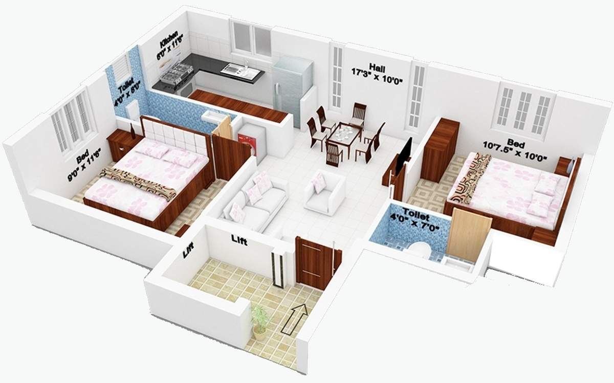 Avanthikkaa Ruthraa (2BHK+2T (764 sq ft) 764 sq ft)