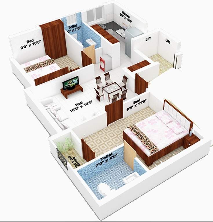 Avanthikkaa Ruthraa (2BHK+2T (784 sq ft) 784 sq ft)