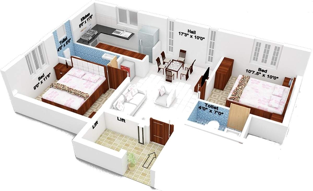 Avanthikkaa Ruthraa (2BHK+2T (758 sq ft) 758 sq ft)