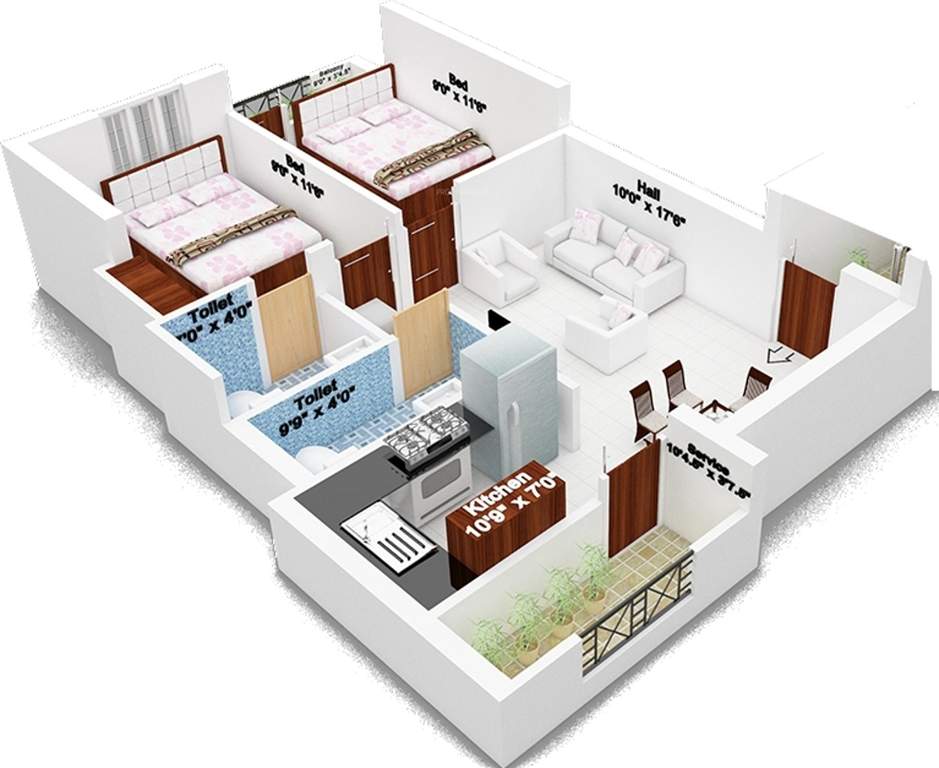 Avanthikkaa Ruthraa (2BHK+2T (823 sq ft) 823 sq ft)