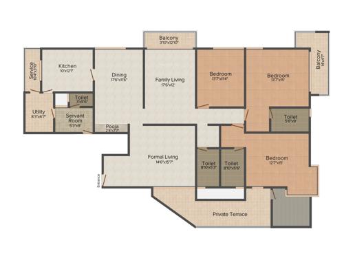 Bhaggyam Sahridaya (3BHK+3T (2,562 sq ft)   Servant Room 2562 sq ft)