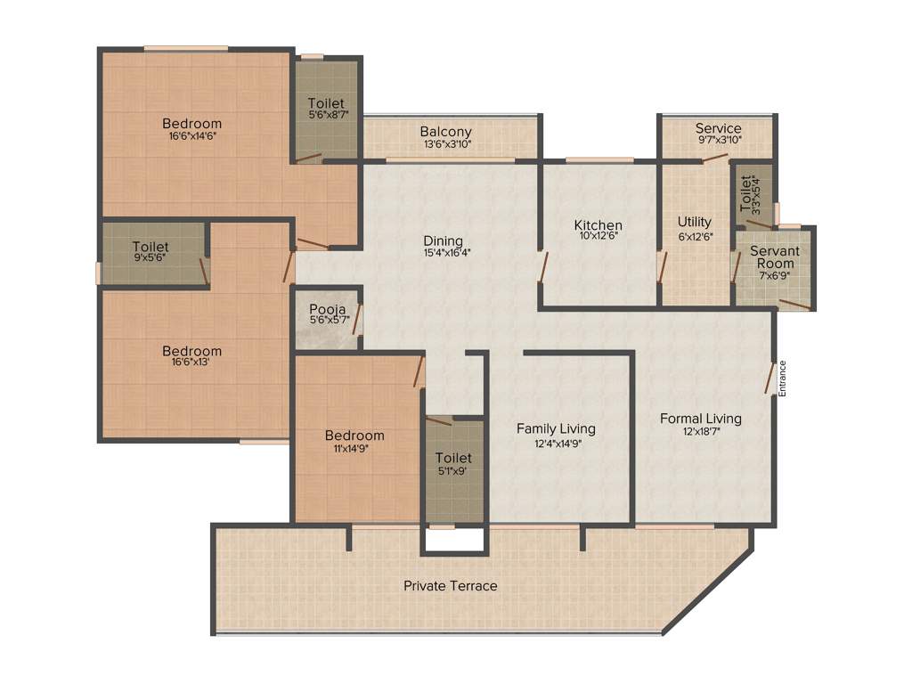 Bhaggyam Sahridaya (3BHK+3T (2,696 sq ft)   Servant Room 2696 sq ft)