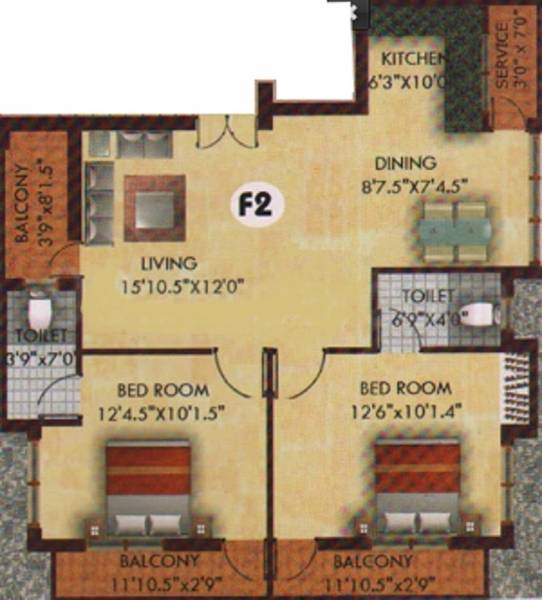 Shree Prasanna Apostophie (2BHK+2T (797 sq ft) 797 sq ft) Shree Prasanna Apostophie (2BHK+2T (797 sq ft) 797 sq ft)