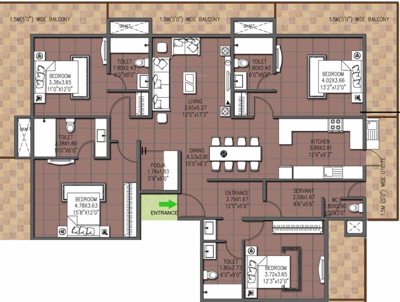 Nitesh Knightsbridge (4BHK+4T (3,100 sq ft) + Servant Room 3100 sq ft)