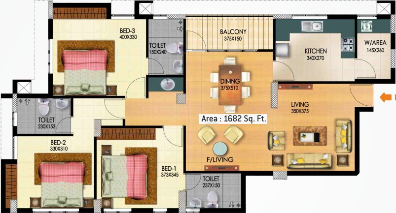 Sun Elite (3BHK+3T (1,682 sq ft) 1682 sq ft)