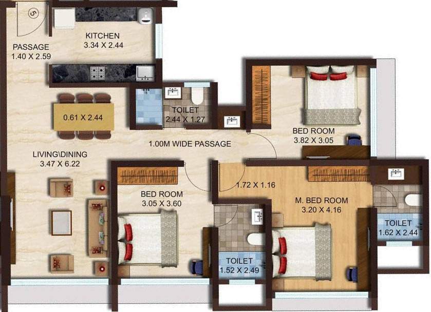 ACME Boulevard (3BHK+3T (1,576 sq ft) 1576 sq ft)