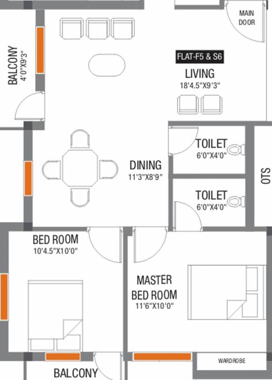 EGP Yellow Orchid (2BHK+2T (886 sq ft) 886 sq ft) EGP Yellow Orchid (2BHK+2T (886 sq ft) 886 sq ft)