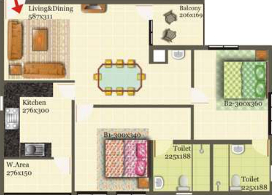 Sun Elegance (2BHK+2T (1,089 sq ft) 1089 sq ft) Sun Elegance (2BHK+2T (1,089 sq ft) 1089 sq ft)
