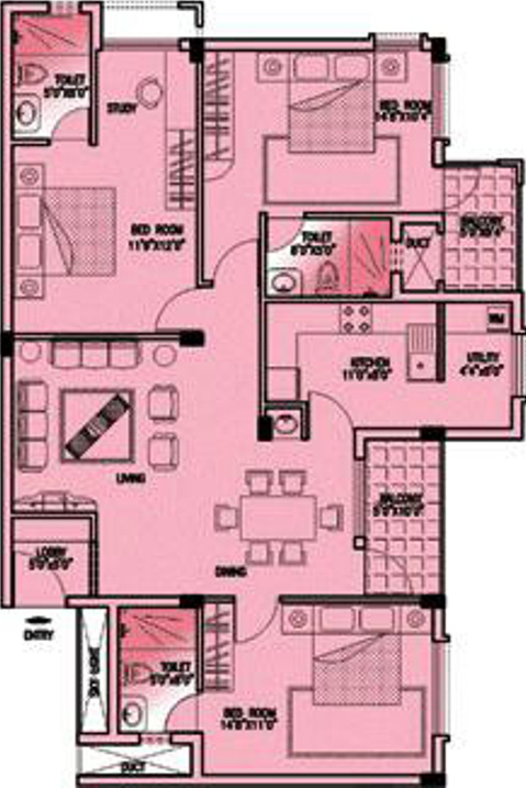 JSR The Banyan (3BHK+3T (1,582 sq ft) 1582 sq ft)