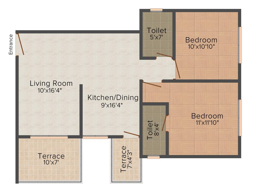 Sagar Erica (2BHK+2T (964 sq ft) 964 sq ft)