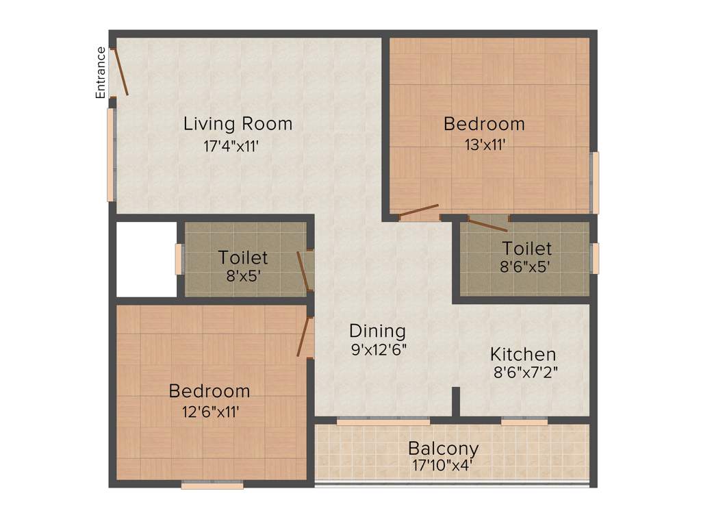BM Rose Wood (2BHK+2T (1,096 sq ft) 1096 sq ft)